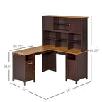 Bureau d'ordinateur d'angle en L avec étagère, poste de travail pour bureau à domicile ou étude
