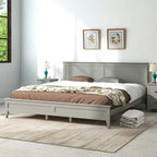 Lit plateforme king en bois massif gris moderne