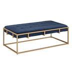 Pouf rectangulaire capitonné en velours Perdita finition dorée