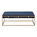 Pouf rectangulaire capitonné en velours Perdita finition dorée