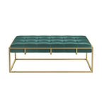 Pouf rectangulaire capitonné en velours Perdita finition dorée