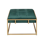 Pouf rectangulaire capitonné en velours Perdita finition dorée