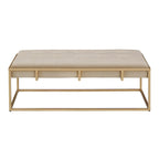 Pouf rectangulaire capitonné en velours Perdita finition dorée