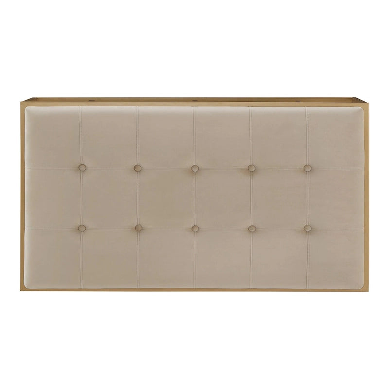 Pouf rectangulaire capitonné en velours Perdita finition dorée