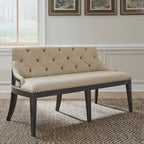 Banc de salle à manger Americana Farmhouse noir avec dossier en tissu