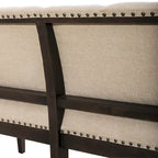 Banc de salle à manger Americana Farmhouse noir avec dossier en tissu