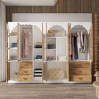 Ensemble double armoire Grand Dressing d'inspiration vintage avec accents métalliques