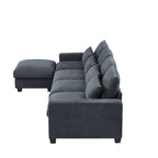 Canapé sectionnel d'angle moderne et convertible avec remplissage en plumes et méridienne réversible - 129.9L x 72P x 31.5H