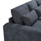 Canapé sectionnel d'angle moderne et convertible avec remplissage en plumes et méridienne réversible - 129.9L x 72P x 31.5H