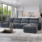 Canapé sectionnel d'angle moderne et convertible avec remplissage en plumes et méridienne réversible - 129.9L x 72P x 31.5H
