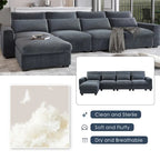 Canapé sectionnel d'angle moderne et convertible avec remplissage en plumes et méridienne réversible - 129.9L x 72P x 31.5H