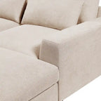 Canapé sectionnel d'angle moderne et convertible avec remplissage en plumes et méridienne réversible - 129.9L x 72P x 31.5H