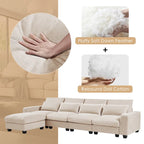 Canapé sectionnel d'angle moderne et convertible avec remplissage en plumes et méridienne réversible - 129.9L x 72P x 31.5H