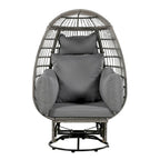 Fauteuil pivotant de jardin en rotin en forme d'œuf avec coussins et fonction à bascule