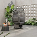 Fauteuil pivotant de jardin en rotin en forme d'œuf avec coussins et fonction à bascule