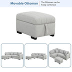 Canapé d'angle convertible rembourré avec pouf de rangement mobile, canapé-lit escamotable en forme de L