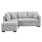 Canapé d'angle convertible rembourré avec pouf de rangement mobile, canapé-lit escamotable en forme de L