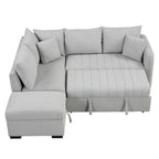 Canapé d'angle convertible rembourré avec pouf de rangement mobile, canapé-lit escamotable en forme de L