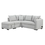 Canapé d'angle convertible rembourré avec pouf de rangement mobile, canapé-lit escamotable en forme de L
