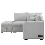 Canapé d'angle convertible rembourré avec pouf de rangement mobile, canapé-lit escamotable en forme de L