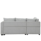 Canapé d'angle convertible rembourré avec pouf de rangement mobile, canapé-lit escamotable en forme de L