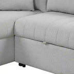 Canapé d'angle convertible rembourré avec pouf de rangement mobile, canapé-lit escamotable en forme de L