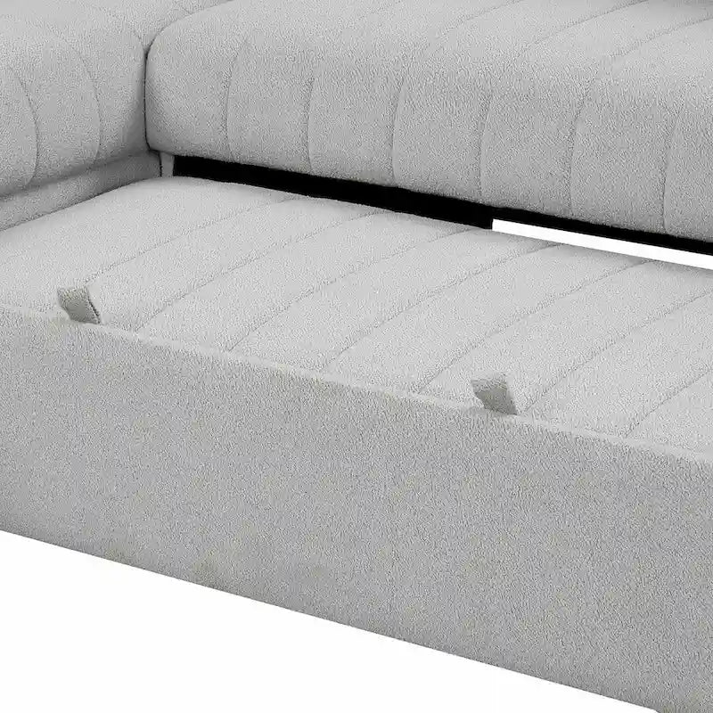 Canapé d'angle convertible rembourré avec pouf de rangement mobile, canapé-lit escamotable en forme de L