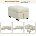 Canapé d'angle convertible rembourré avec pouf de rangement mobile, canapé-lit escamotable en forme de L