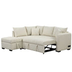 Canapé d'angle convertible rembourré avec pouf de rangement mobile, canapé-lit escamotable en forme de L