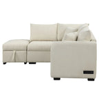 Canapé d'angle convertible rembourré avec pouf de rangement mobile, canapé-lit escamotable en forme de L