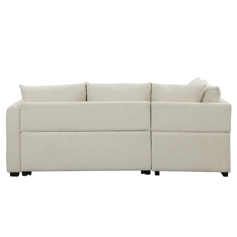 Canapé d'angle convertible rembourré avec pouf de rangement mobile, canapé-lit escamotable en forme de L