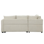 Canapé d'angle convertible rembourré avec pouf de rangement mobile, canapé-lit escamotable en forme de L