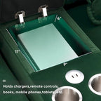 Canapé d'angle en U 123*55 avec console, porte-gobelets et ports USB, ensemble de canapés-lits symétriques rembourrés à 6 places avec méridienne