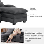 Canapé d'angle en U 123*55 avec console, porte-gobelets et ports USB, ensemble de canapés-lits symétriques rembourrés à 6 places avec méridienne