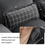Canapé d'angle en U 123*55 avec console, porte-gobelets et ports USB, ensemble de canapés-lits symétriques rembourrés à 6 places avec méridienne