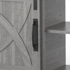 Meuble TV coulissant gris 68 po avec compartiment de rangement ouvert