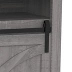 Meuble TV coulissant gris 68 po avec compartiment de rangement ouvert
