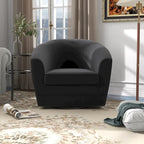 Fauteuil d'appoint pivotant avec pouf, Fauteuil club rond pivotant à 360 degrés en velours confortable pour chambre à coucher, salle de lecture