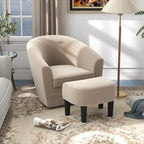 Fauteuil d'appoint pivotant avec pouf, Fauteuil club rond pivotant à 360 degrés en velours confortable pour chambre à coucher, salle de lecture