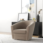 Fauteuil d'appoint pivotant avec pouf, Fauteuil club rond pivotant à 360 degrés en velours confortable pour chambre à coucher, salle de lecture