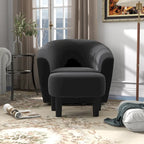 Fauteuil d'appoint pivotant avec pouf, Fauteuil club rond pivotant à 360 degrés en velours confortable pour chambre à coucher, salle de lecture
