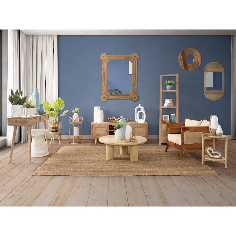 Paire de tables basses élégantes en bois de manguier, style bohème, pour intérieurs modernes