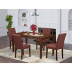 East West Furniture Dinette Set Contains a Rectangle Dining Table and Chairs, Mahogany (Pieces Options)