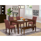 Table et chaises de salle à manger rectangulaires Dinette, Acajou (Options de pièces)