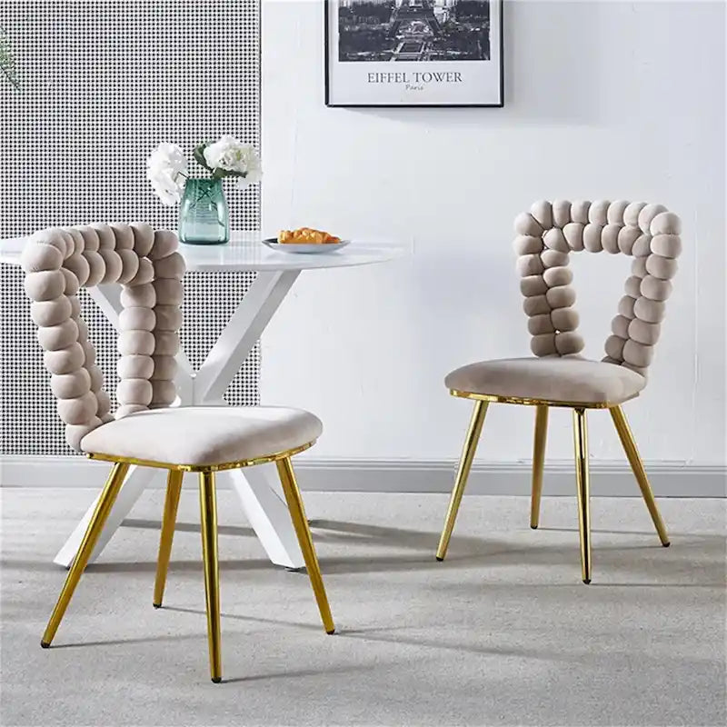 Chaise de salle à manger moderne avec pieds en métal - Lot de 2