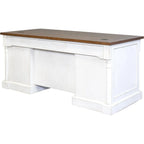 Bureau de direction rustique en bois à double piédestal, Bureau, Table, Blanc