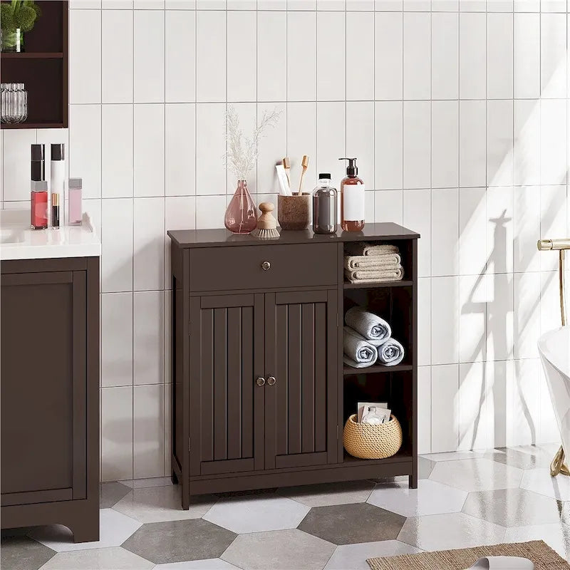 Meuble de salle de bain autoportant avec tiroir réglable