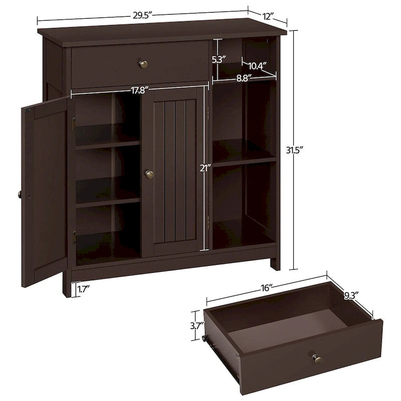Meuble de salle de bain autoportant avec tiroir réglable