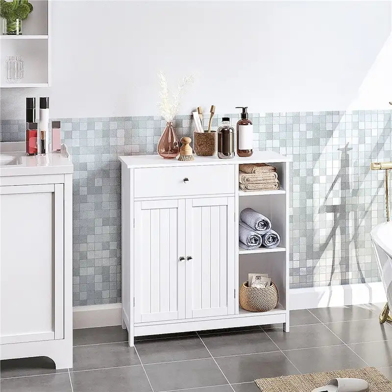 Meuble de salle de bain autoportant avec tiroir réglable