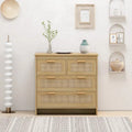 Commode 4 tiroirs en rotin pour chambre, salon, salle à manger, couloirs - Montage facile